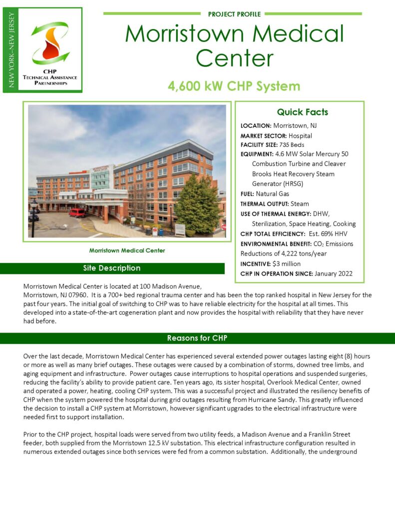 Morristown Medical Center CHP Project Recognized - PWI Engineering